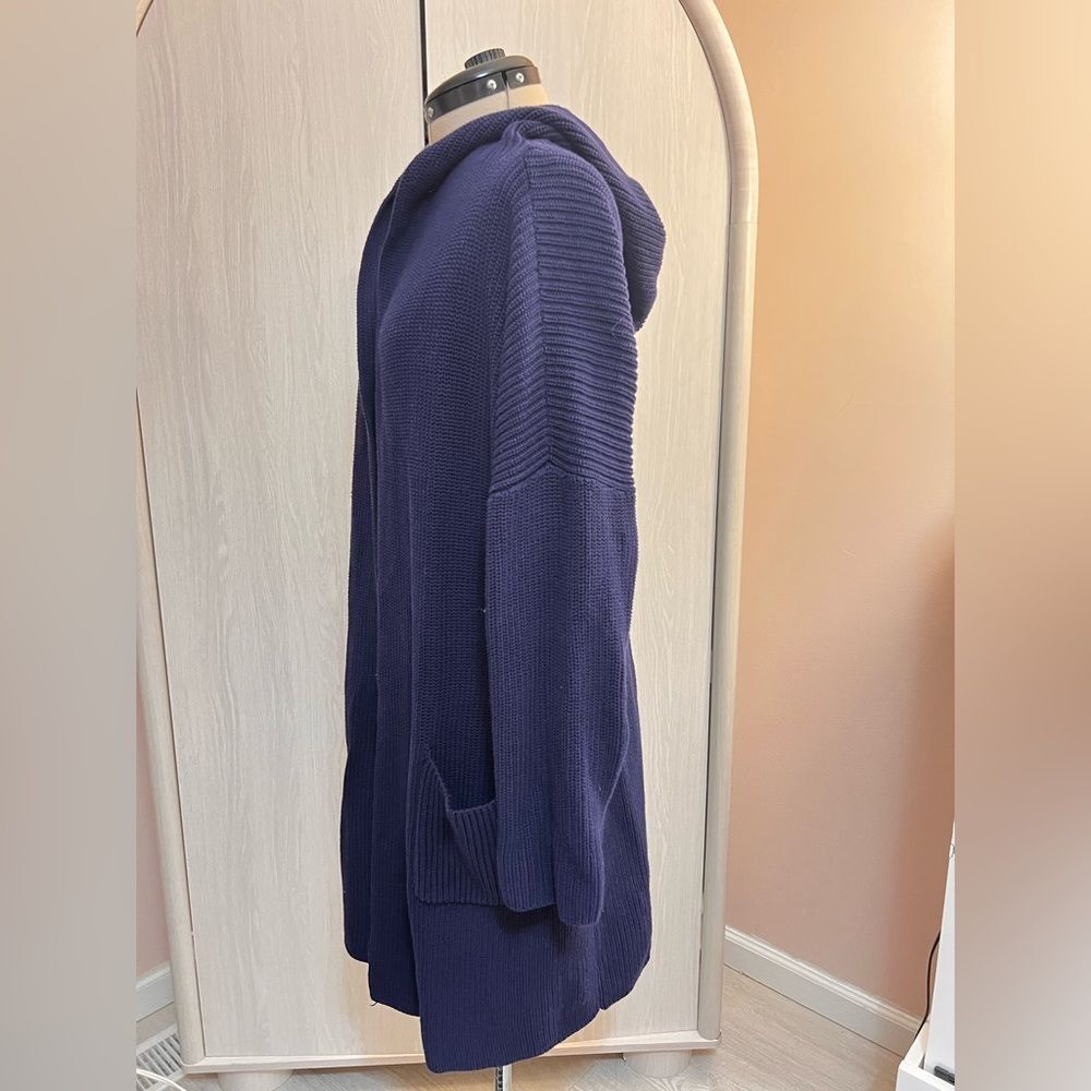 Lauren Ralph Lauren Cotton Knit Long Hooded Open-front Cardigan w Pockets 1X - Picture 7 of 12